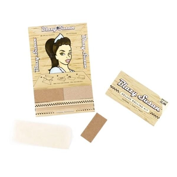 BLAZY SUSAN UNBLEACHED KING SIZE SLIM DELUXE ROLLING KIT 20CT/ BOX