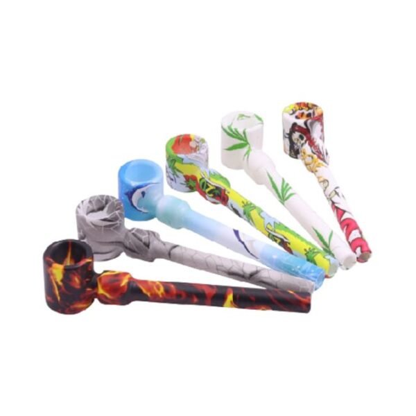 SHERLOCK SHAPE ASSORTED DESIGN GLASS PIPE WITH METAL TOP 24CT/ BOX