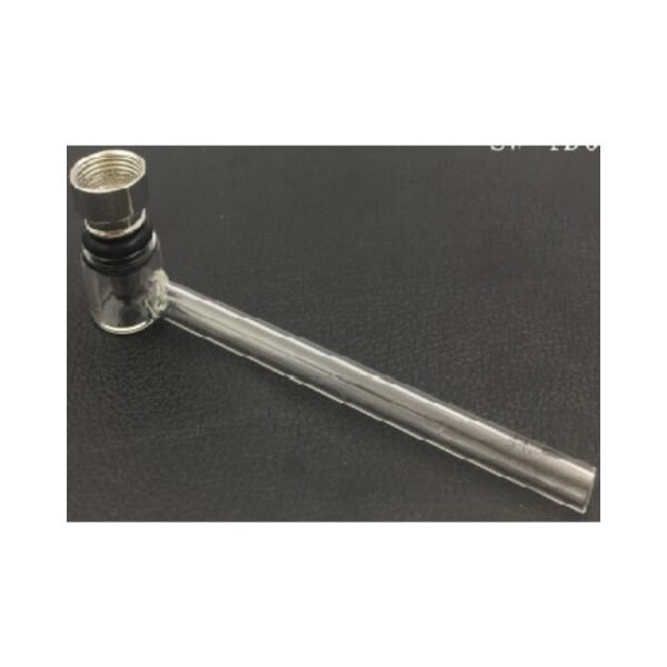 CLEAR SHAPE HEAVY DUTY CLEAR SHERLOCK DESIGN GLASS PIPE WITH METAL TOP 24CT/ BOX