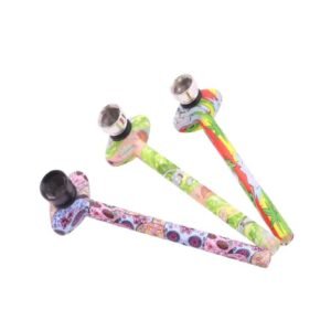 ROUND SHAPE HEAVY DUTY ASSORTED DESIGN GLASS PIPE WITH METAL TOP 24CT/ BOX