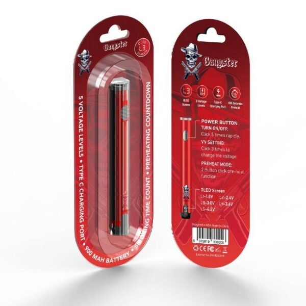 GANGSTER 510 THREAD 900 mAH BATTERY MIX COLORS 10CT/BOX