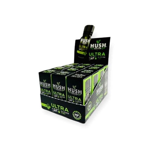 HUSH ULTRA MITRA ISOLATE EXTRACT LIME LIQUID 10ML KRATOM SHOT 12CT/ BOX