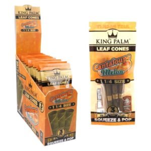KING PALM 3PK 1 1/4 CANTALOUPE MELON FLAVOR LEAF CONES 15CT/ BOX