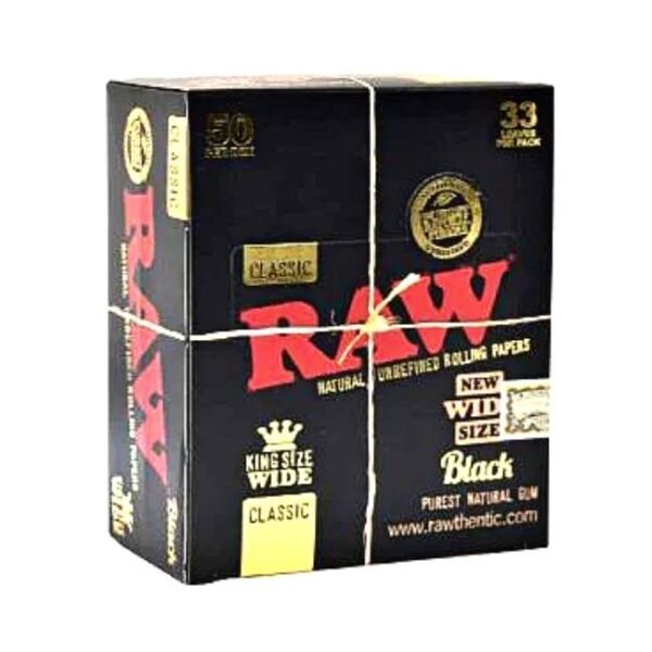 RAW BLACK CLASSIC KING SIZE WIDE PAPER 50CT/ BOX