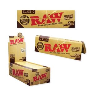 RAW CLASSIC SINGLE WIDE CUT CORNERS SINGLE WINDOW 50PER BOX