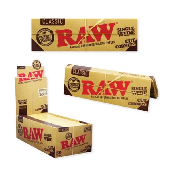 RAW CLASSIC SINGLE WIDE CUT CORNERS SINGLE WINDOW 50PER BOX
