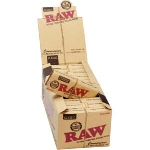 RAW CONNOISSEUR 1 1/4 SIZE WITH TIPS PAPER 24 PER BOX
