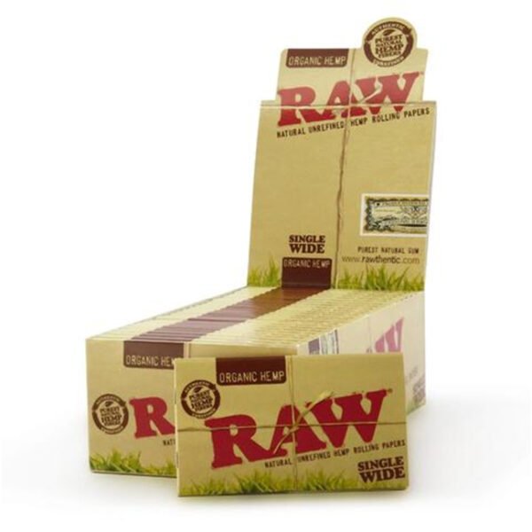 RAW ORGANIC SINGLE WIDE PAPER 25 PER BOX