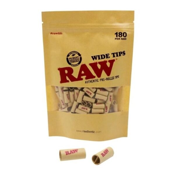 RAW PRE ROLLED WIDE TIPS 180CT/ BAG