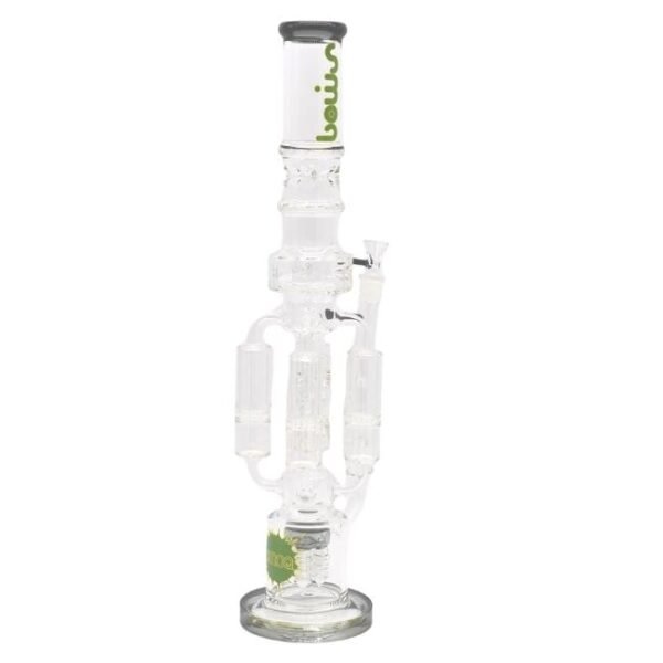 SMOQ GLASS 18" 4 PERC DESIGN WITH ASH CATCHER WATER PIPE
