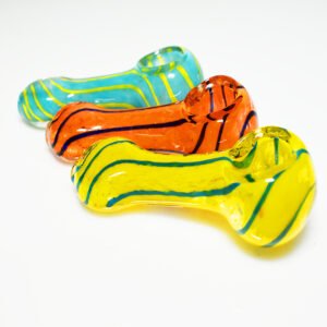 3 Inch Glass Fumic Design Assorted Colors Hand Pipe (sp22)