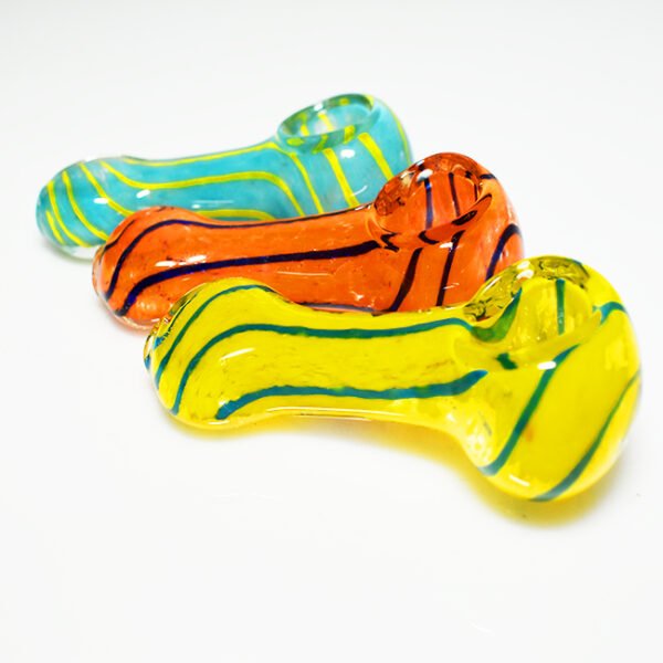 3 Inch Glass Fumic Design Assorted Colors Hand Pipe (sp22)