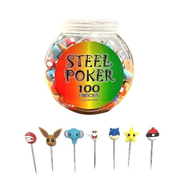 STEEL POKER ASSORTED CHARACTER DESIGN 100CT/ JAR