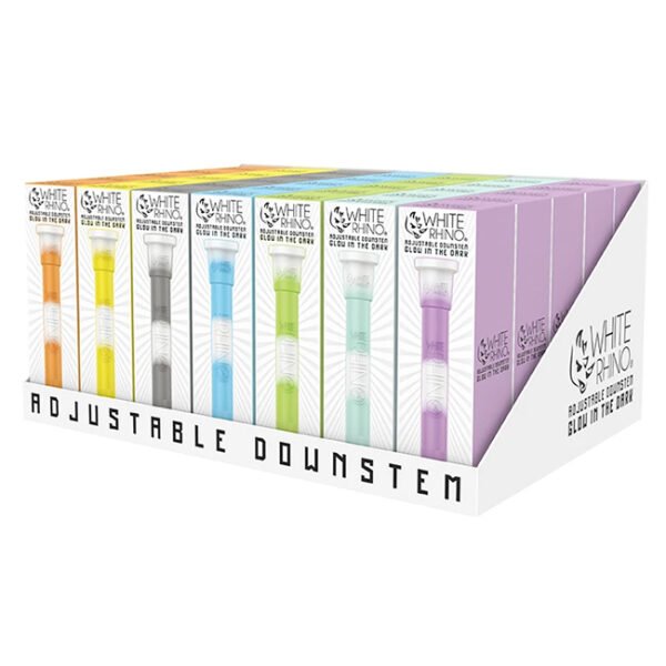 WHITE RHINO SILICONE ADJUSTABLE  GLOW IN THE DARK DOWNSTEM 35 CT / BOX