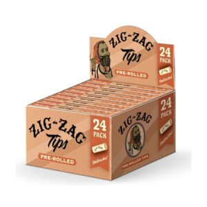 ZIG ZAG UNBLEACHED PRE - ROLLED TIPS 24CT/ BOX