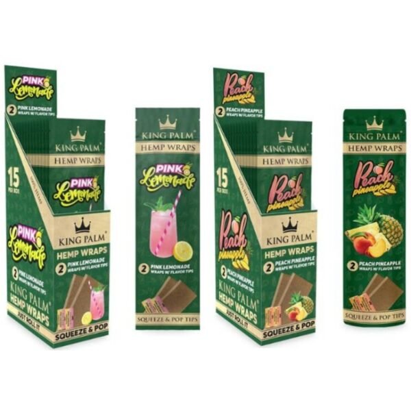 KING PALM HEMP WRAPS WITH FLAVOR TIPS 2PK 15CT/ BOX