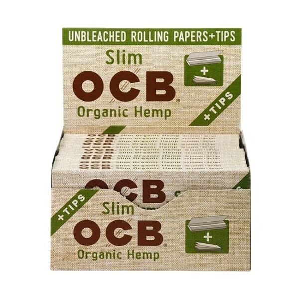 OCB ORGANIC HEMP PAPERS + TIPS SLIM (OCTPKSOH) 24CTBOX