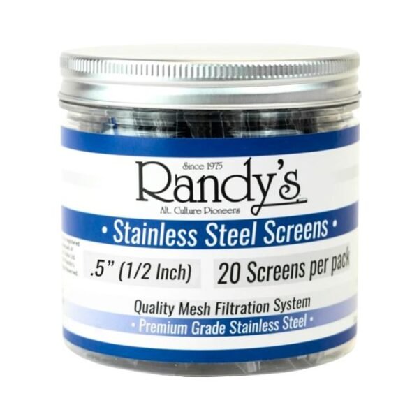 RANDYS STAINLESS STEEL SCREEN JAR 36CT SCREENS TOTAL/ JAR  (.5 (1/2 Inch) SS SCREENS)