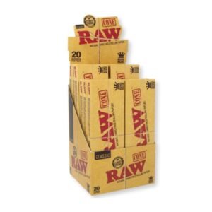 RAW CLASSIC KING SIZE 20 CONES PER PACK 12CT/ DISPLAY