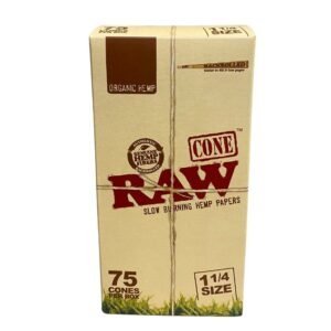 RAW  ORGANIC SLOW BURNING HEMP PRE ROLLED CONES 75CT DISPLAY