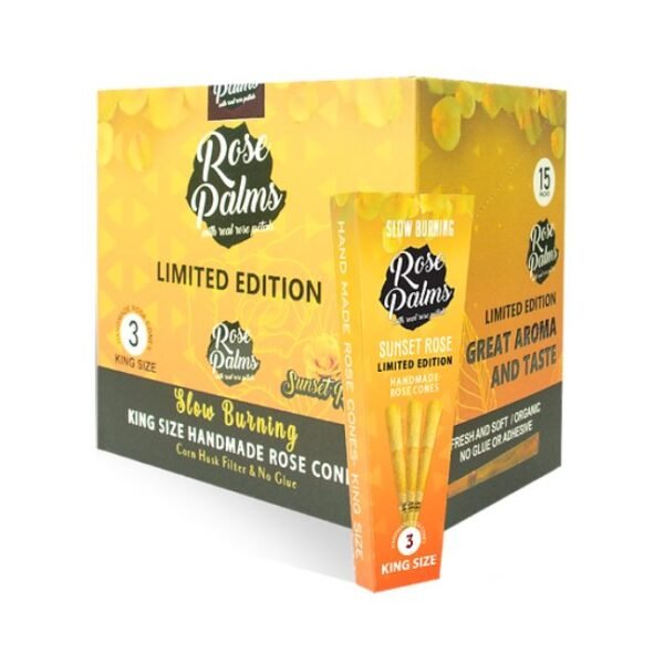 ROSE PALM KING SIZE HAND MADE LIMITED EDITION SUNSET ROSE 3PK CONES 15CT/ BOX