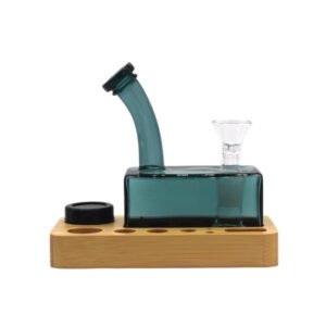 SMOQ WOOD TRAY GLASS SET WATER PIPE
