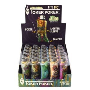 TOKER POKER POKE IT .PACK IT. PUFF.IT PAAS IT. BIC ALICE IN WONDERLAND MIXED COLORS 25CT DISPLAY BOX