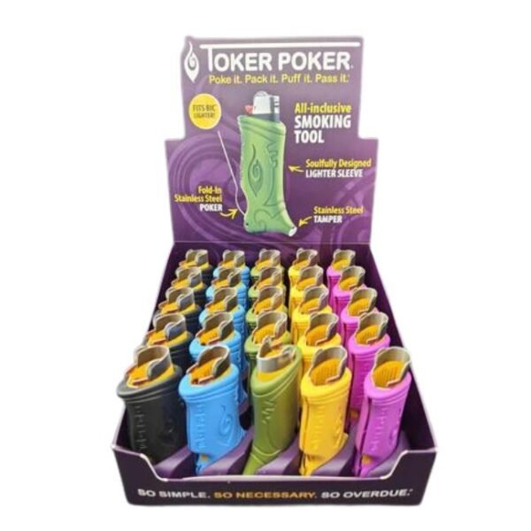 TOKER POKER POKE IT .PACK IT. PUFF.IT PAAS IT. CLIPPER MIXED COLOUR 25CT DISPLAY BOX