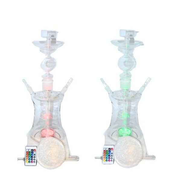 CLEAR GLASS FANCY LED LIGHT HOOKAH