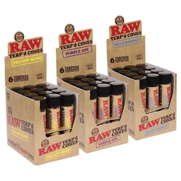 RAW TERP'D 1 1/4 SIZE CONES 6PK 12CT/ BOX