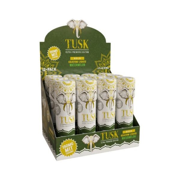 TUSK ULTRA PREMIUM GOLD KRATOM LIQUID 150MG MIT SHOT 2FL.OZ (57ML) 12CT/ BOX