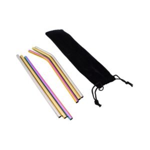 STRAIGHT ALUMINIUM 8MM FANCY COLOR FULL STRAW WITH BRUSH 6CT/ BAG
