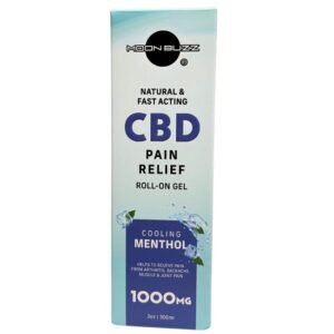 MOON BUZZ CBD PAIN RELIEF ROLL ON GEL COOLING MENTHOL 1000MG 3OZ BOTTLE