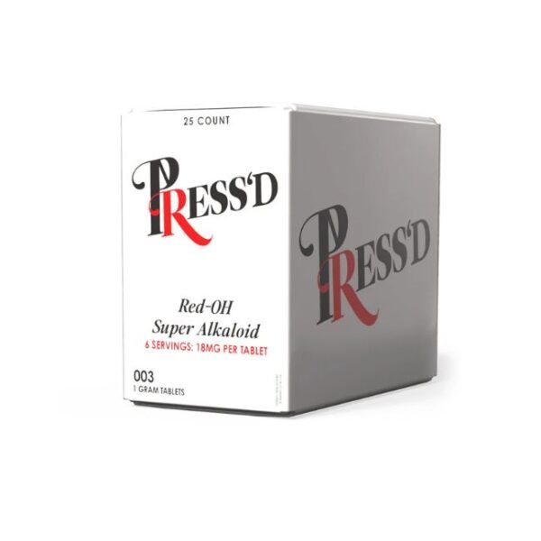 PRESSD 7-HYDROXYMITRAGYNINE RED-OH 5X STRENGHT 1GM 18MG PER TABLET 3CT/25PK