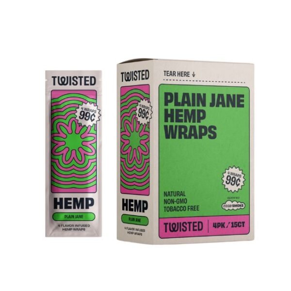 TWISTED HEMP WRAPS PRE PRICE 4 X 0.99C WRAPS - 15 POUCHES/ BOX