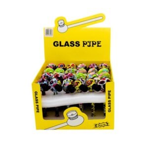 CLEAR SHAPE HEAVY DUTY CLEAR BLUNT DESIGN GLASS PIPE WITH METAL TOP 24CT/ BOX