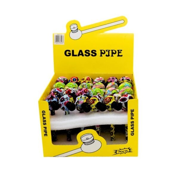 CLEAR SHAPE HEAVY DUTY CLEAR BLUNT DESIGN GLASS PIPE WITH METAL TOP 24CT/ BOX