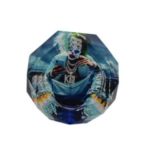 OILSEED CRYSTAL GLASS JOKER PRINT ASHTRAY