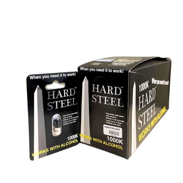 HARD STEEL WORKS WITH ALCOHOL SEXUAL ENHANCEMENT CAPSULE FOR MAN 24CT/ BOX