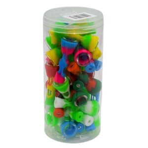 2.5'' FANCY SILICONE WITH GLASS CHILLUM 30CT/ JAR