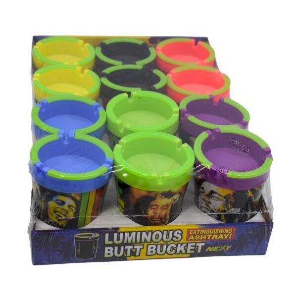 NEXT BUTT BUCKET ASHTRAY BOB MARLEY / WEED LEAF ASSORTED DESIGNS 12CT/ DISPLAY