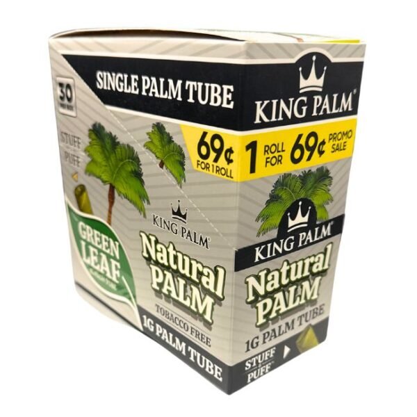 KING PALM GREEN LEAF PRE PRICED $0.69 1GM PALM TUBE MINI CONES 30CT/ BOX