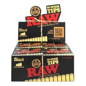RAW BLACK PRE ROLLED W WIDE TIPS 18PK 20CT/ BOX