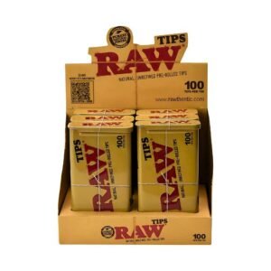RAW PRE-ROLLED TIPS 100 TIPS PER TIN 6 PER BOX