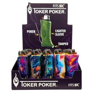 TOKER POKER POKE IT .PACK IT. PUFF.IT PAAS IT. BIC VIBRANT VISIONS 25CT DISPLAY BOX