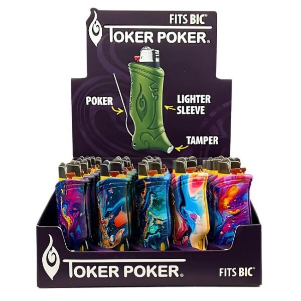 TOKER POKER POKE IT .PACK IT. PUFF.IT PAAS IT. BIC VIBRANT VISIONS 25CT DISPLAY BOX