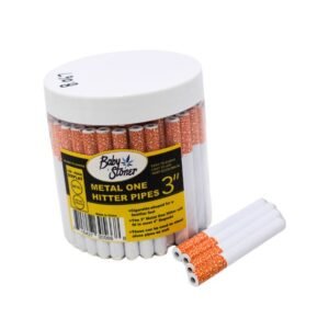 BABY STONER 3'' METAL ONE HITTER CIGARETTE PIPES 100CT/ JAR