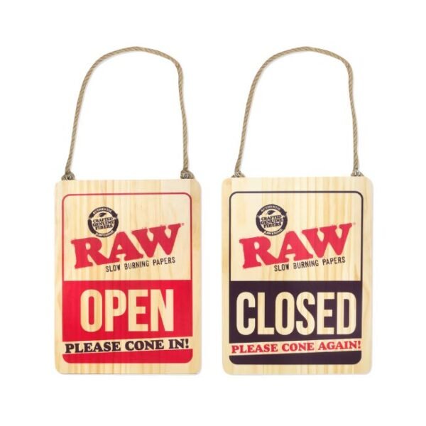 RAW WOOD SIGN OPEN / CLOSE