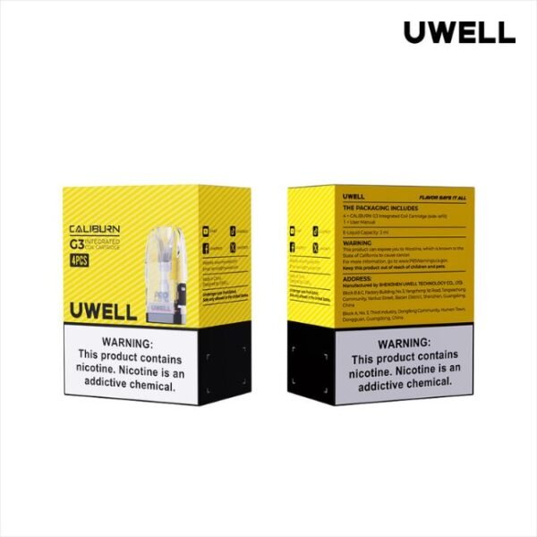 UWELL CALIBURN G3 INTEGRATED 3ML COIL CARTRIDGE 4PK/ BOX