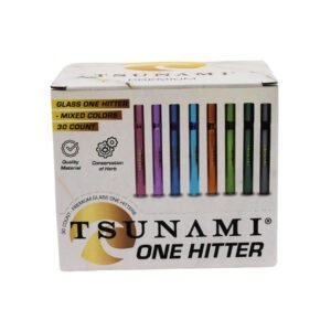 TSUNAMI PREMIUM GLASS ONE HITTER 30CT / BOX (MIXED COLORS)